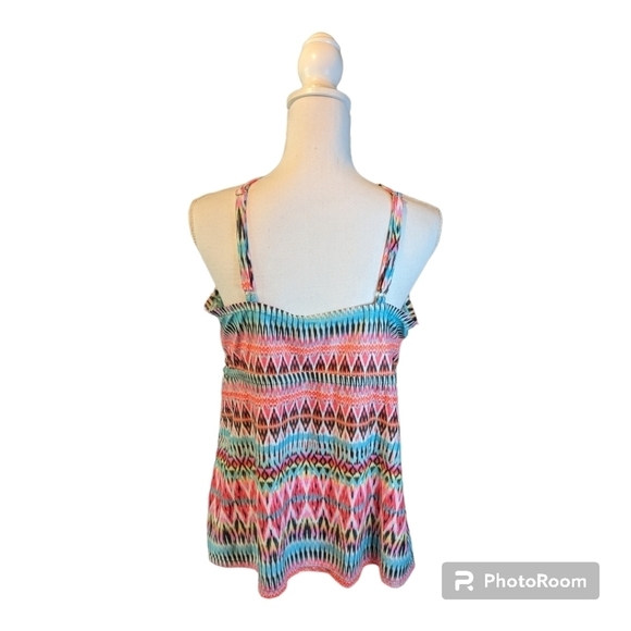 CATALINA Womans TANKINI Swim Top Lattice STRIPE Adjustable - Picture 2 of 12